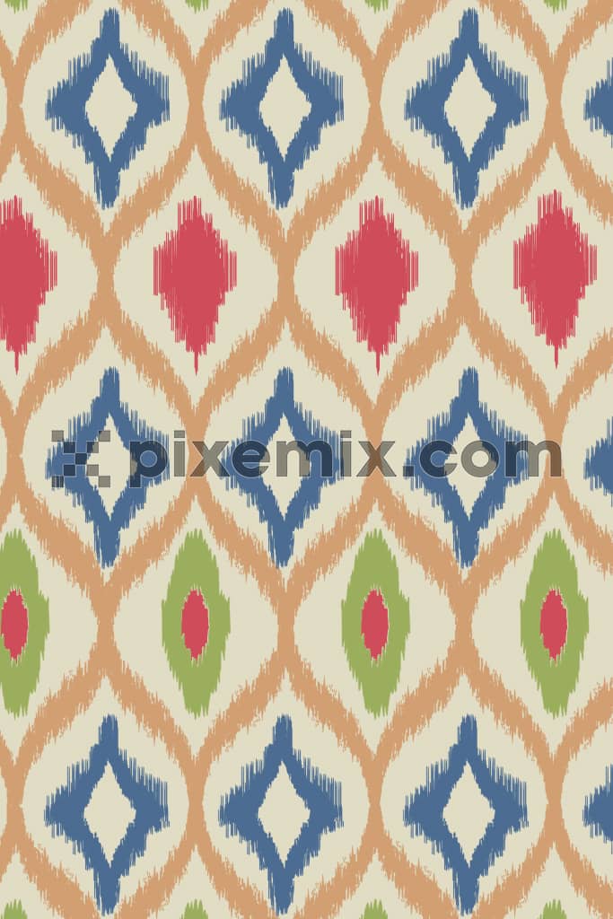 Abstract ikkat art product graphic with seamless repeat pattern