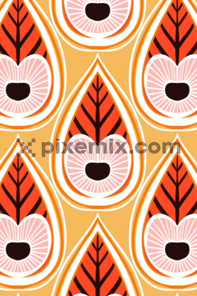 Vector leaves product graphic with seamless repeat pattern