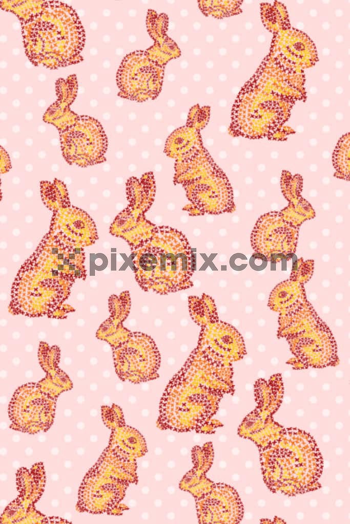 The shape of a rabbit formed by abstract crosses product graphic wirh seamless repeat pattern