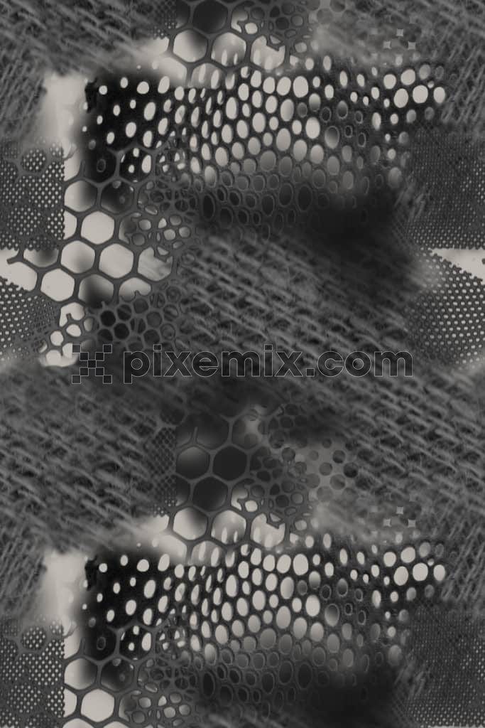 Futuristic hexagon product graphic with seamless repeat pattern 