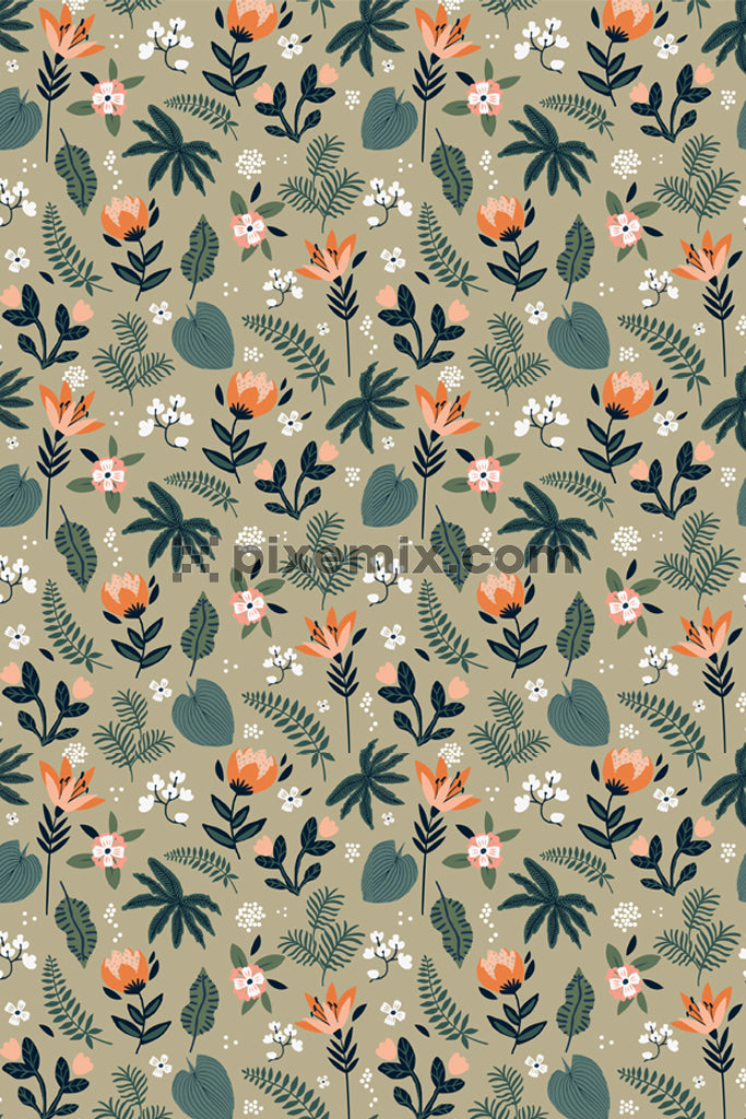 FLORALS AND LEAF 3715