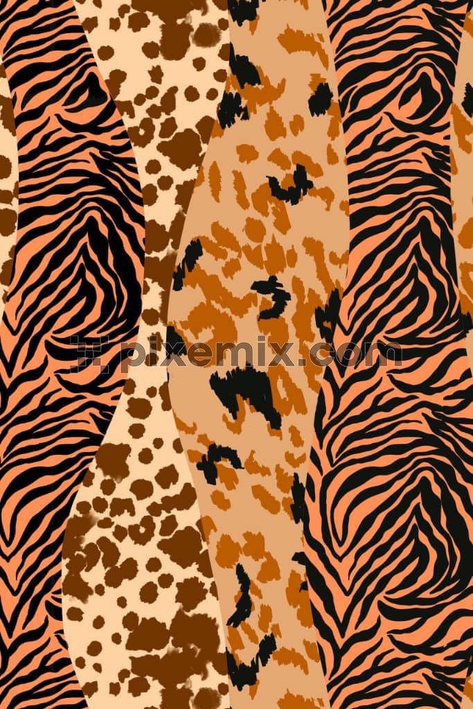 A handmade abstract illustratuon of animal skin product graphic with seamless repeat pattern.