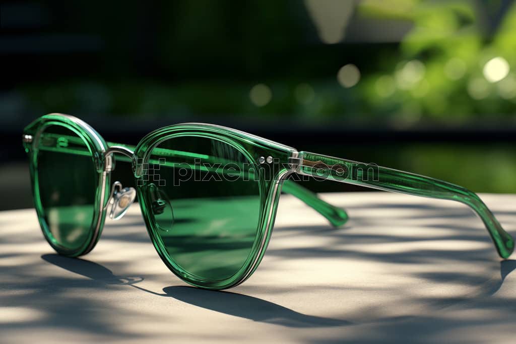 A fashionable emerald-tinted pair of sunglasses image.