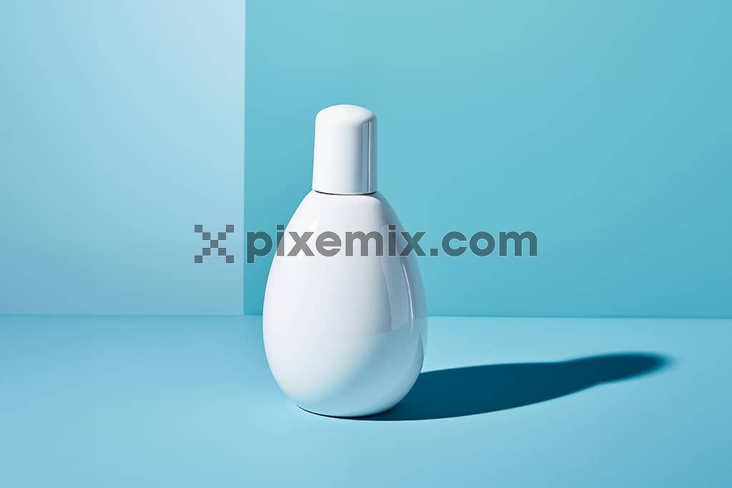 A beauty product container set against a backdrop with shades of blue image.