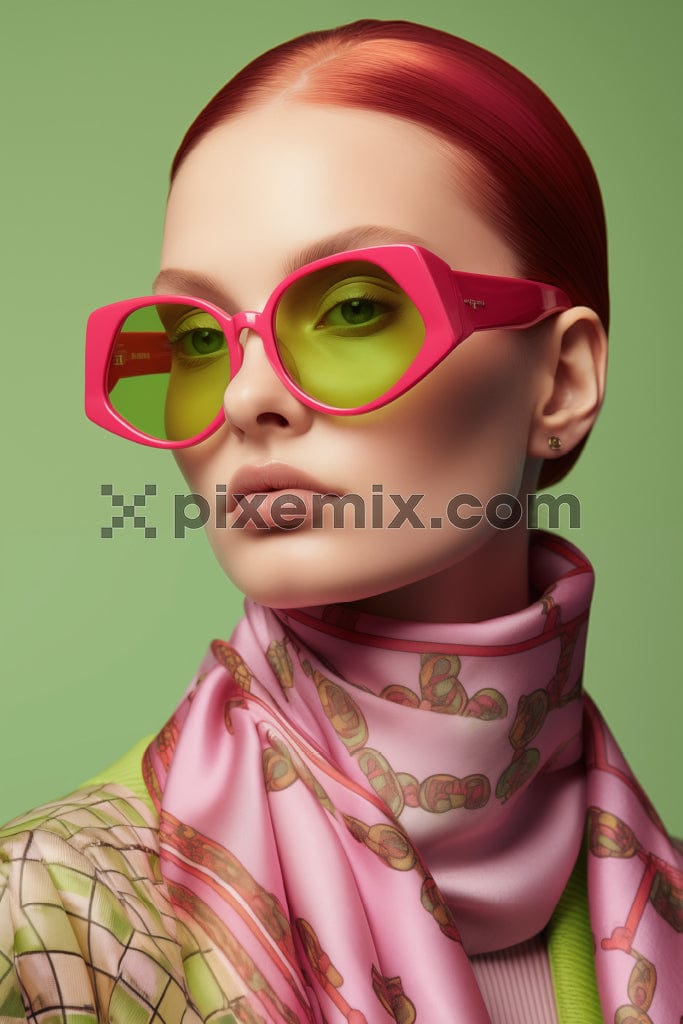 A luxury fashion model wearing high fashion garments and sunglasses image.