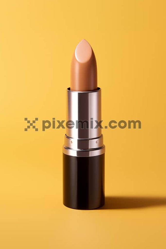 An image of a lipstick on a bright yellow background.