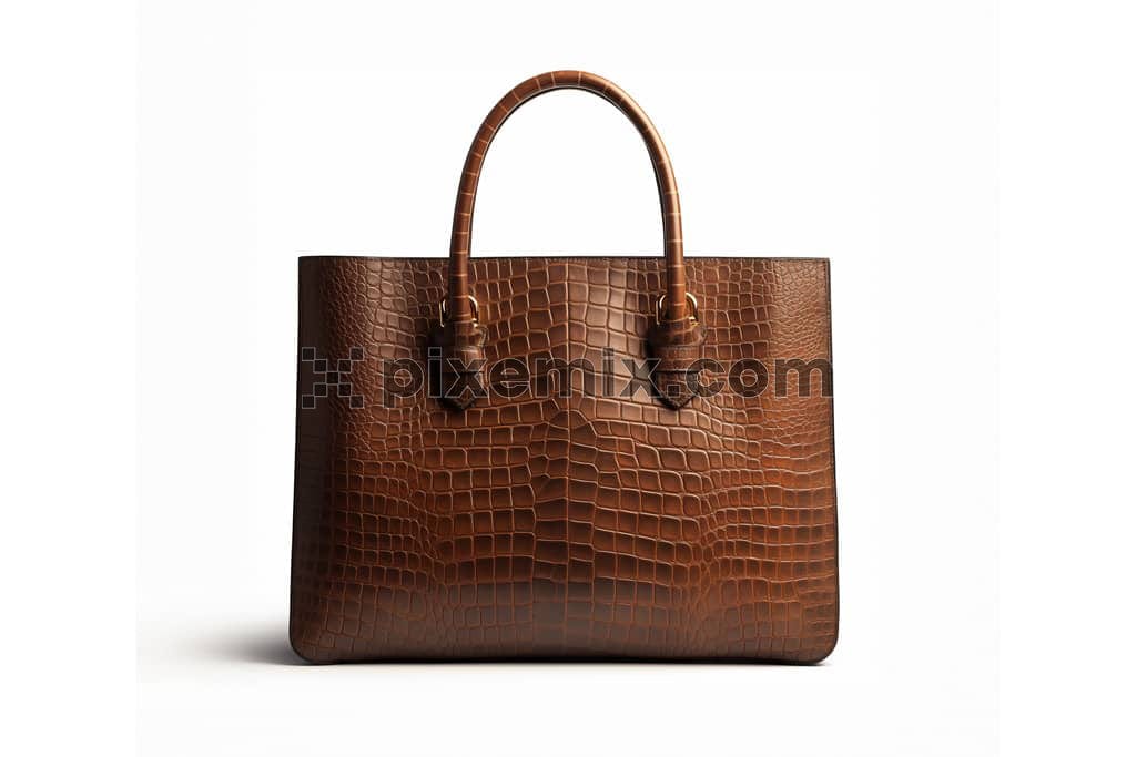An image of a leather bag with crocodile skin texture.