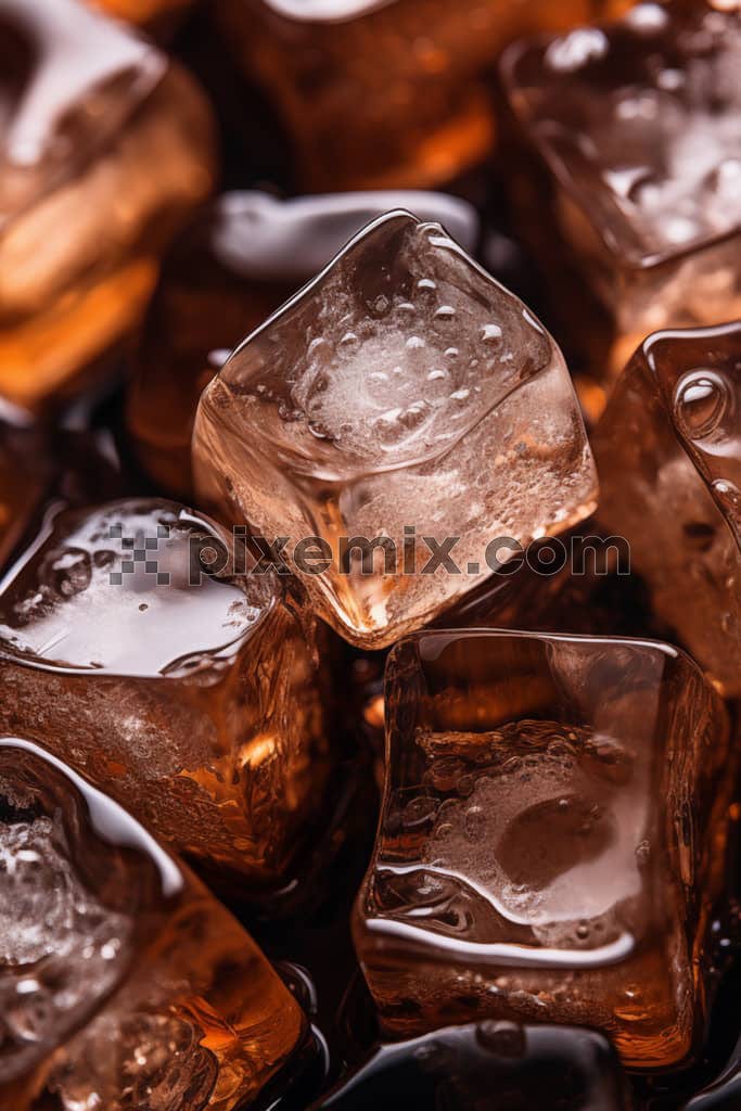 An image of ice cubes on an iced coffee.