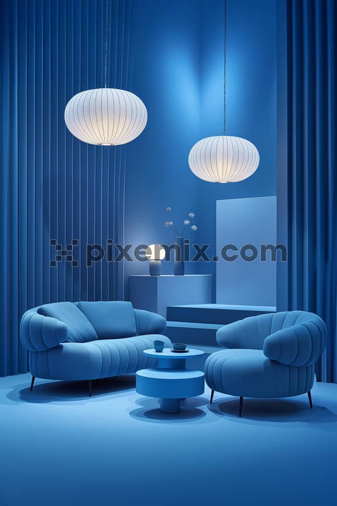 An image of a blue theme home interior décor.