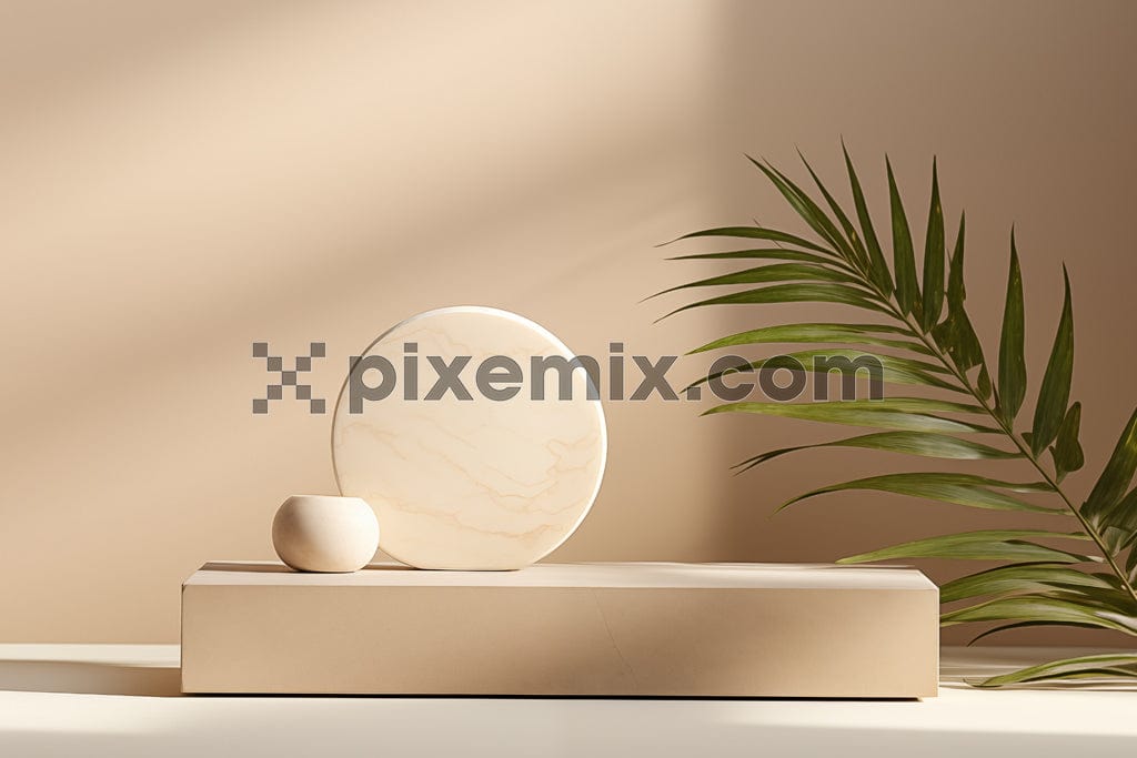 3d background product display podium scene with leaf Image.