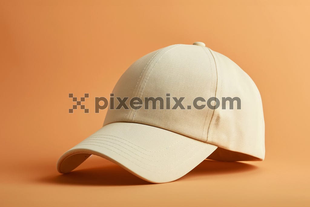 Stylish beige baseball cap on solid backgroud image.