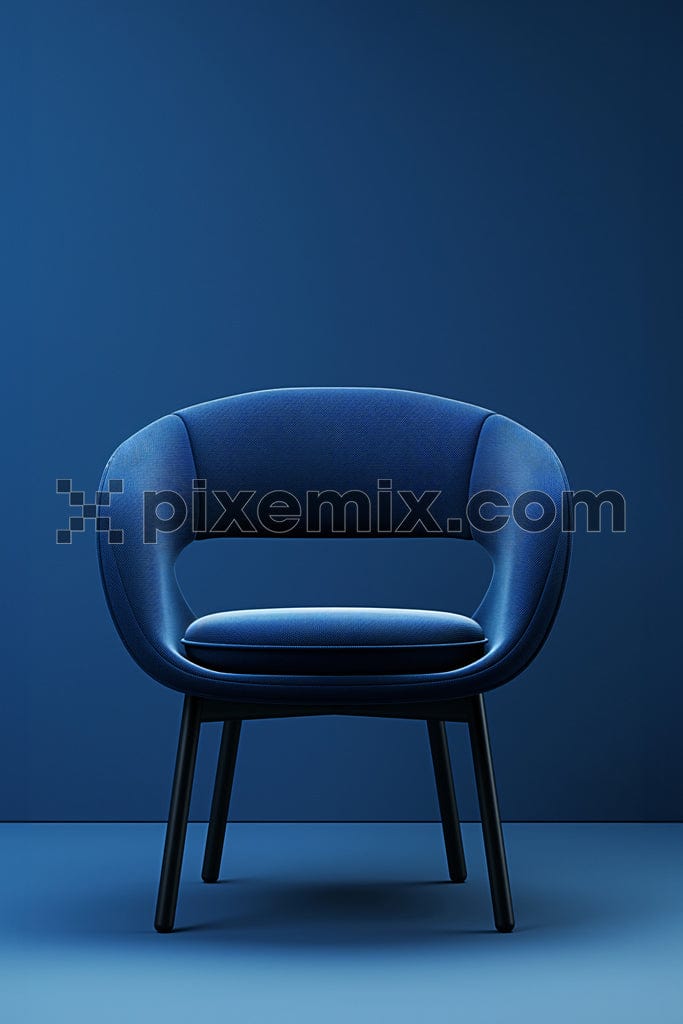 Blue chair against blue wall image.