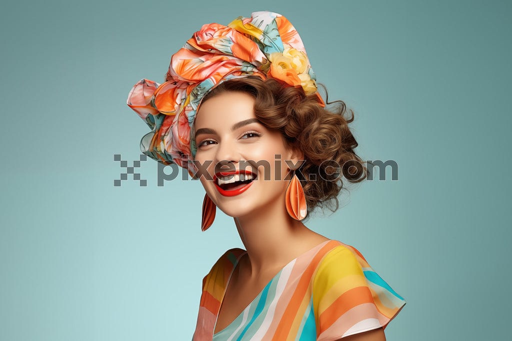 Portrait of a smilling girl with floral headband image.