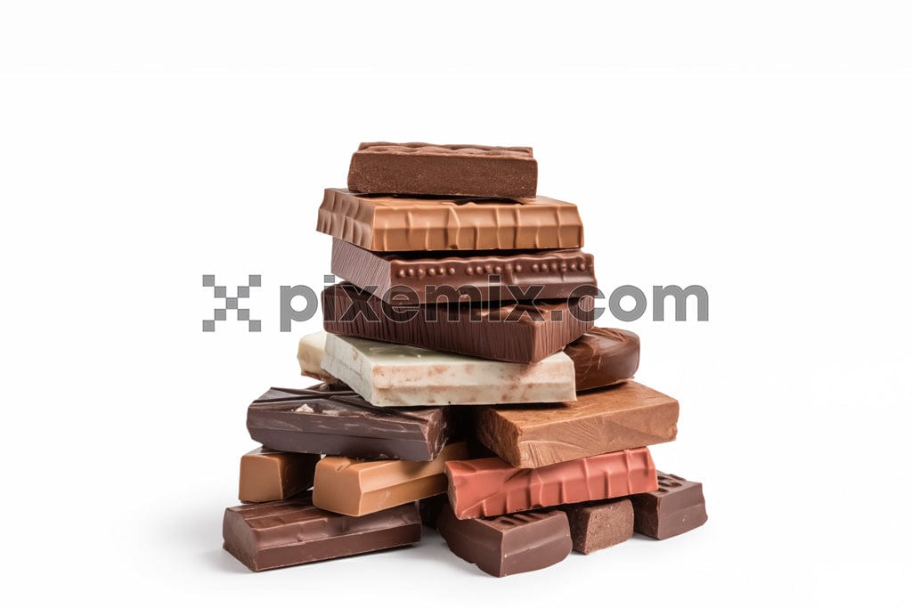 close up a chocolate bar on white background image.