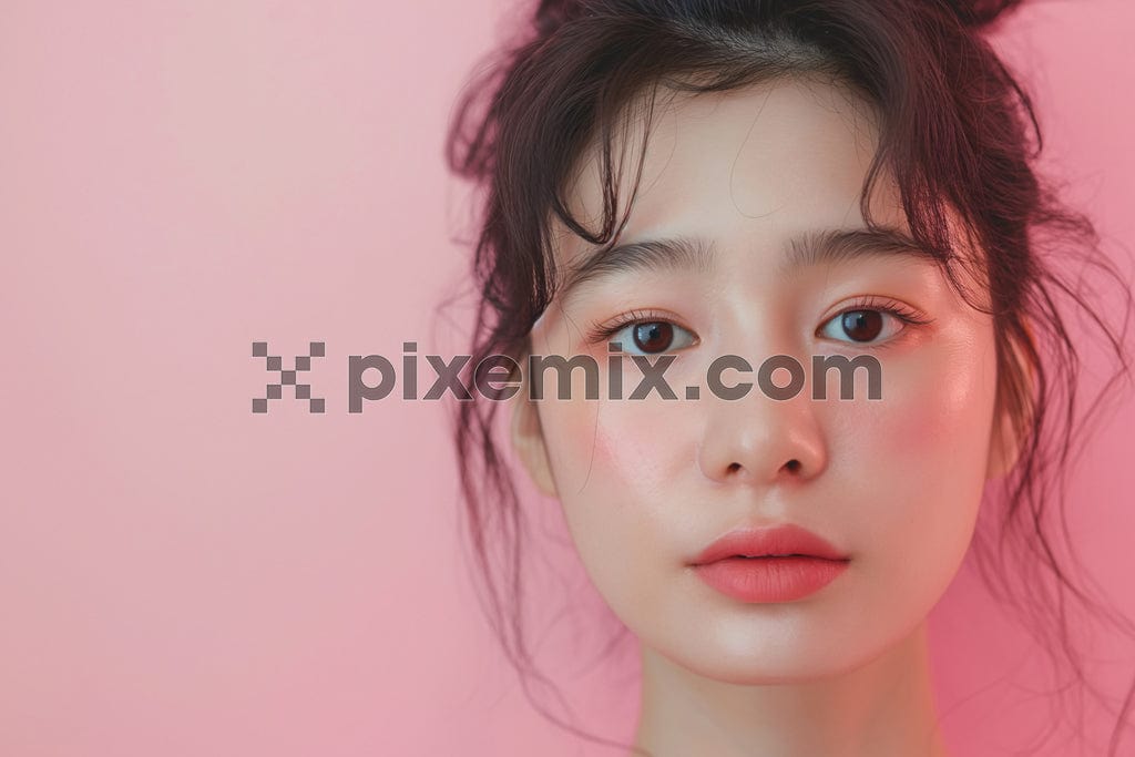 Portrait of beautiful asian young girl with perfect glowing skin 