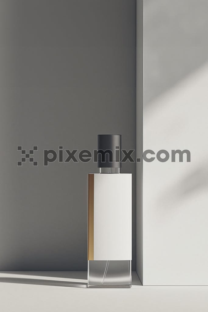 Perfume bottle with grey background image.