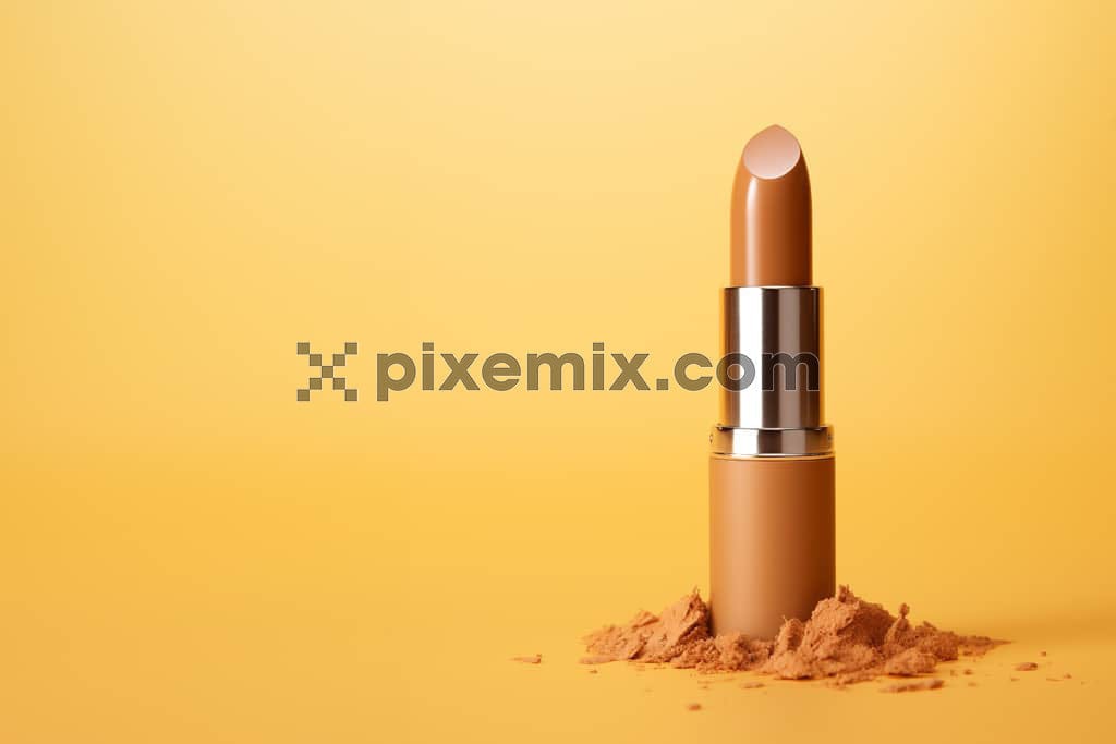 Luxury lipstick on yellow background image.