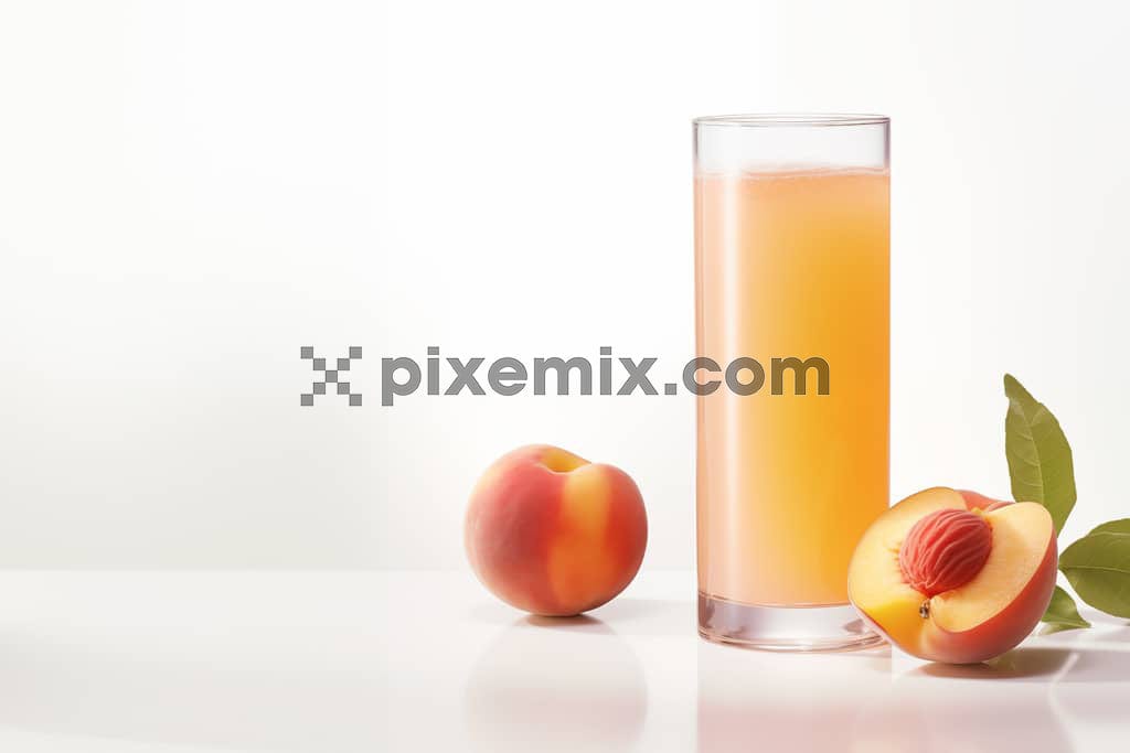 Apple juice with Apple slices fruits on white background image.
