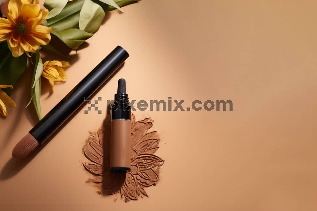 Minimal modern cosmetic brushe and Make up products image. 