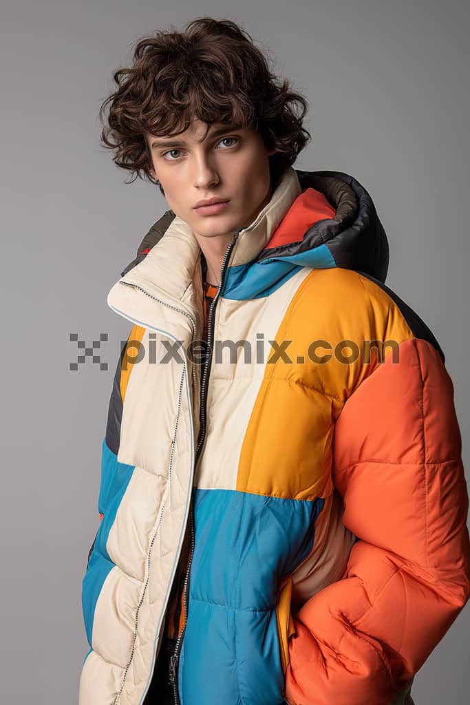 Portrait of a young male model with pop jacket image.