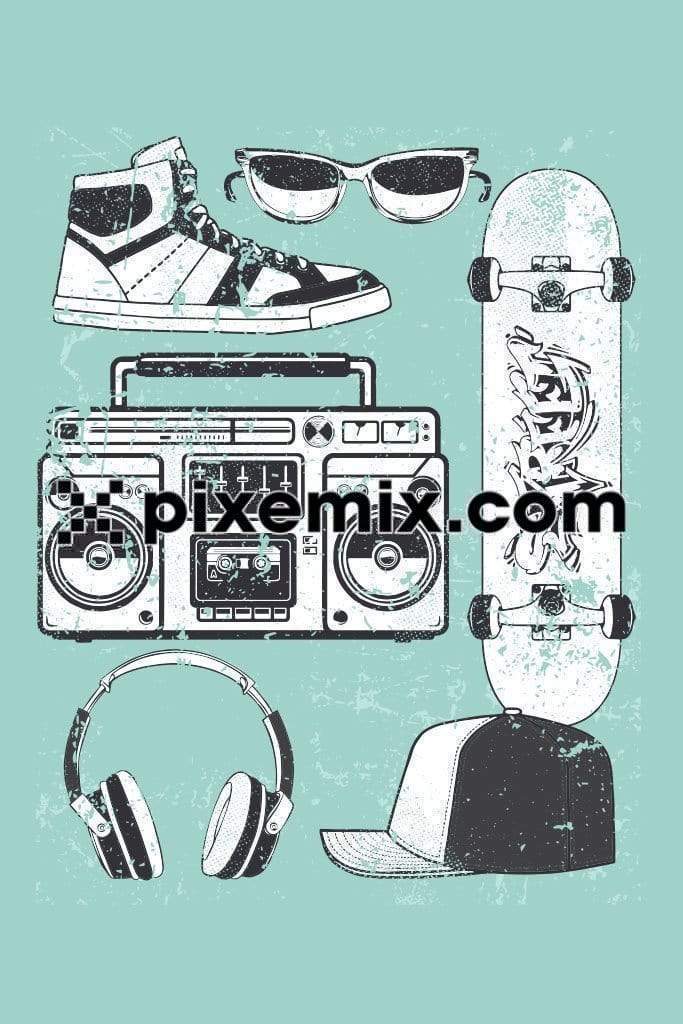 Street inspired fashion icons vector product graphic