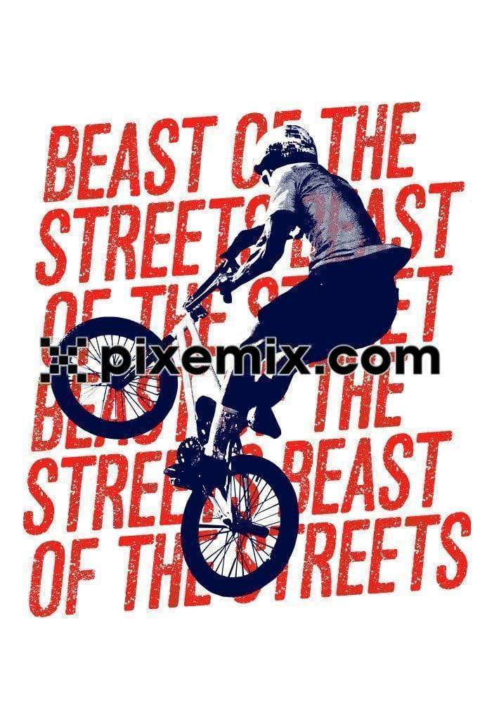 Bmx biking with vector product graphic