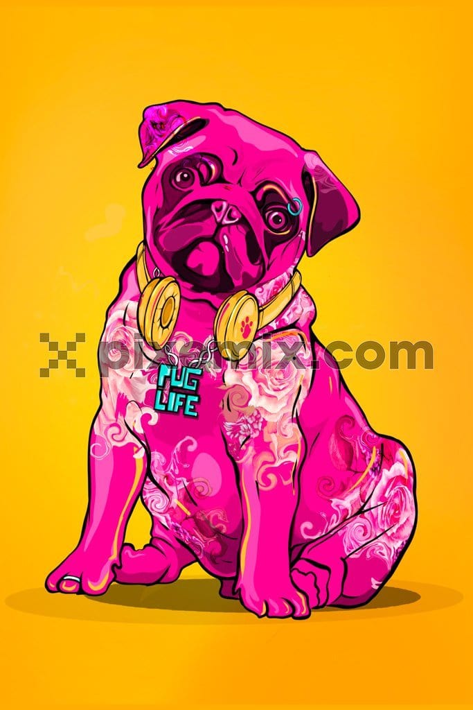 Popart inspired pug life product graphic
