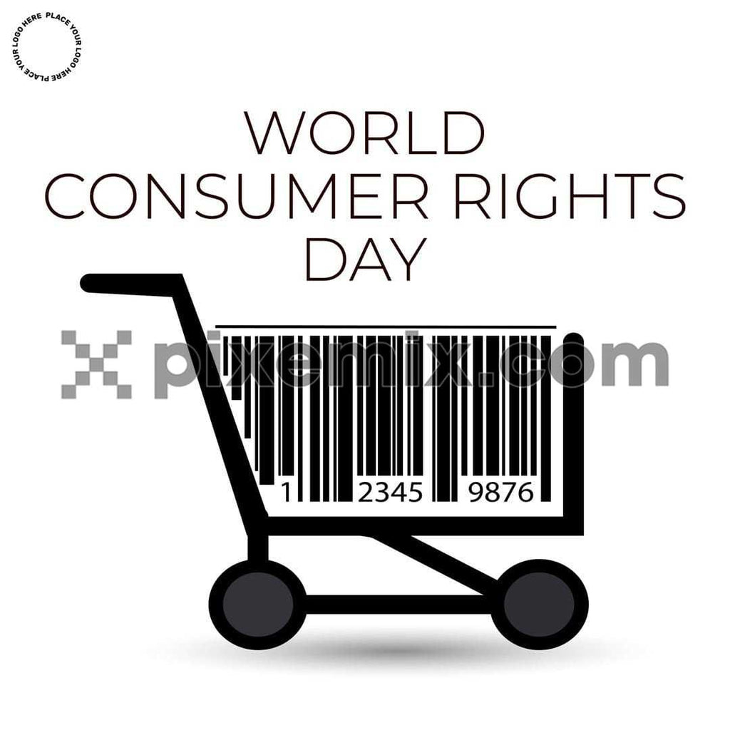 Barcode shopping cart for consumer rights day social media static post