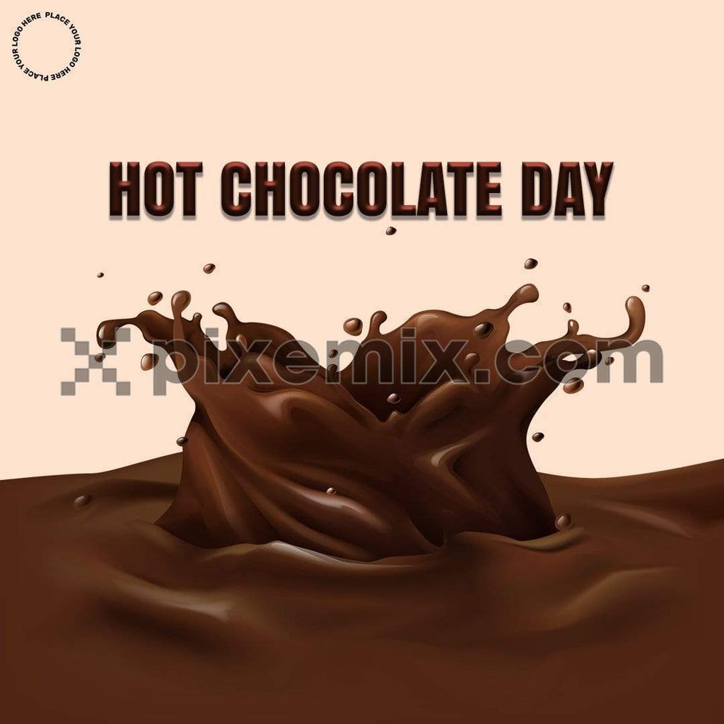Typo coming out of hot chocolate splash social media static post