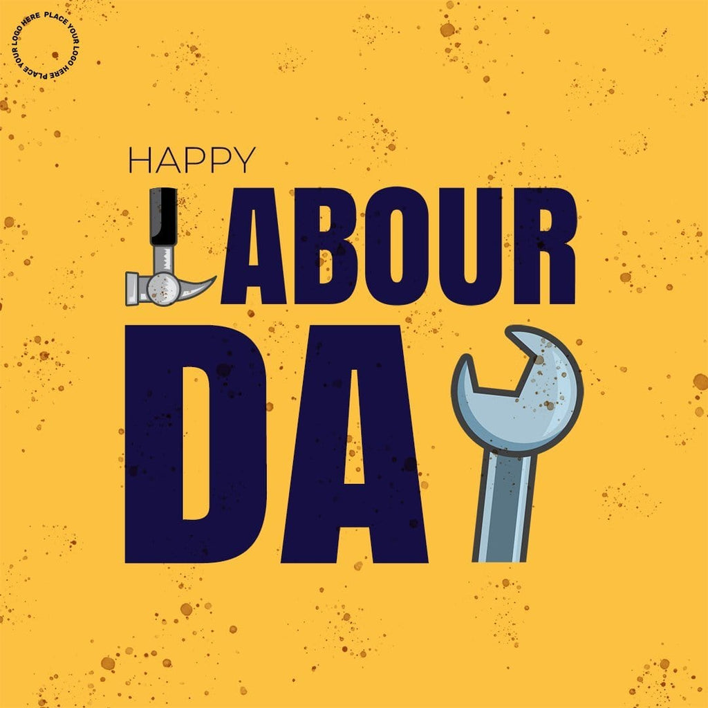 Happy labor day typography with vector tool play on grunge background social media static post