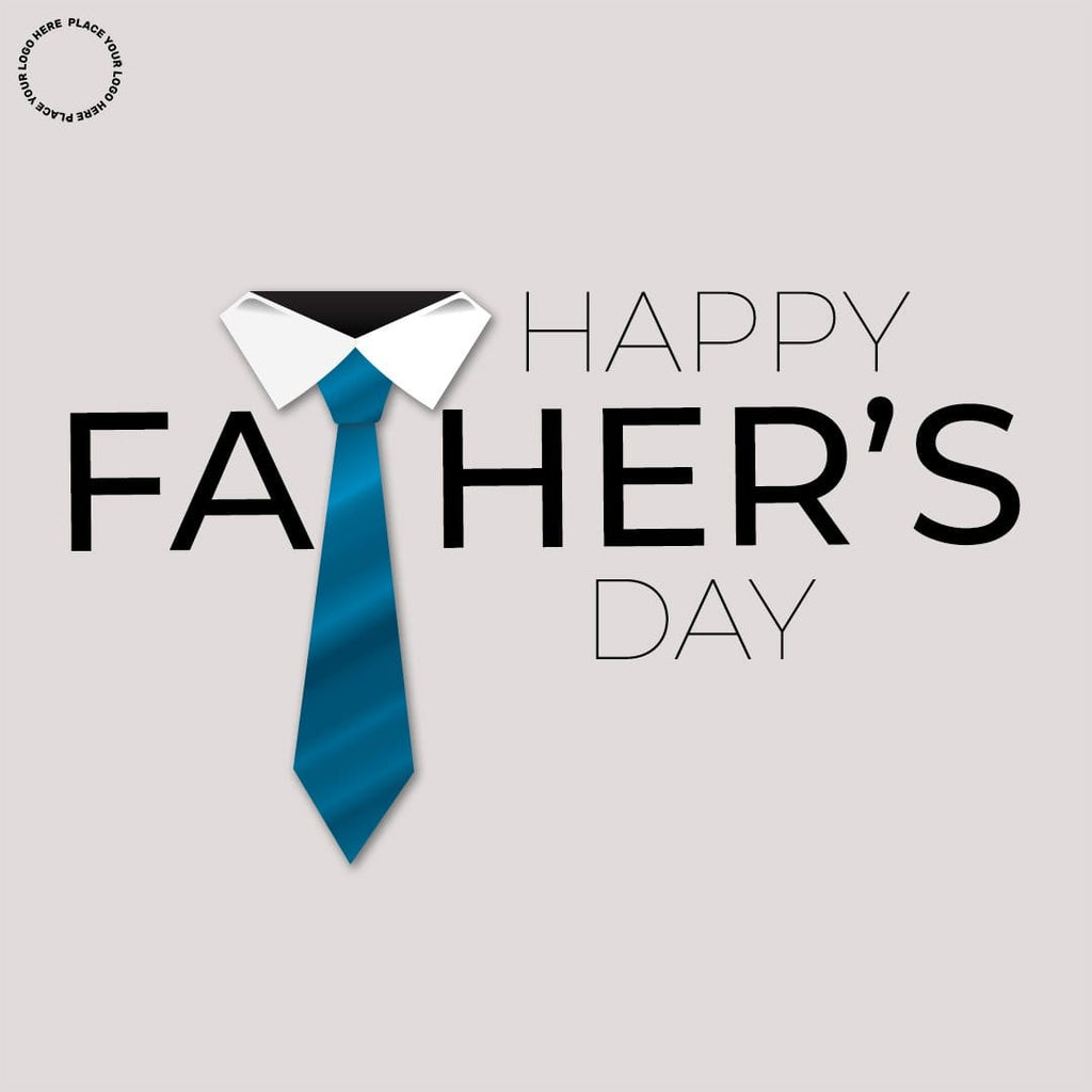 Happy fathers day typo with collar tie on the solid background social media static post