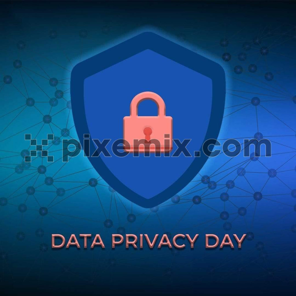 Shield and lock on abstract tech backgroung for data privacy day