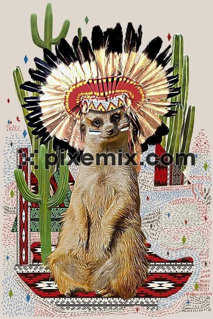 Bohemian inspired Meercat product graphic