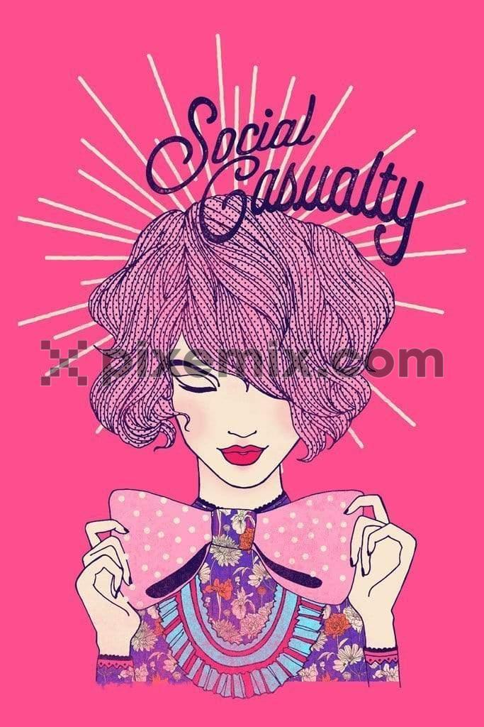 Fashion girl with big bow Product graphic