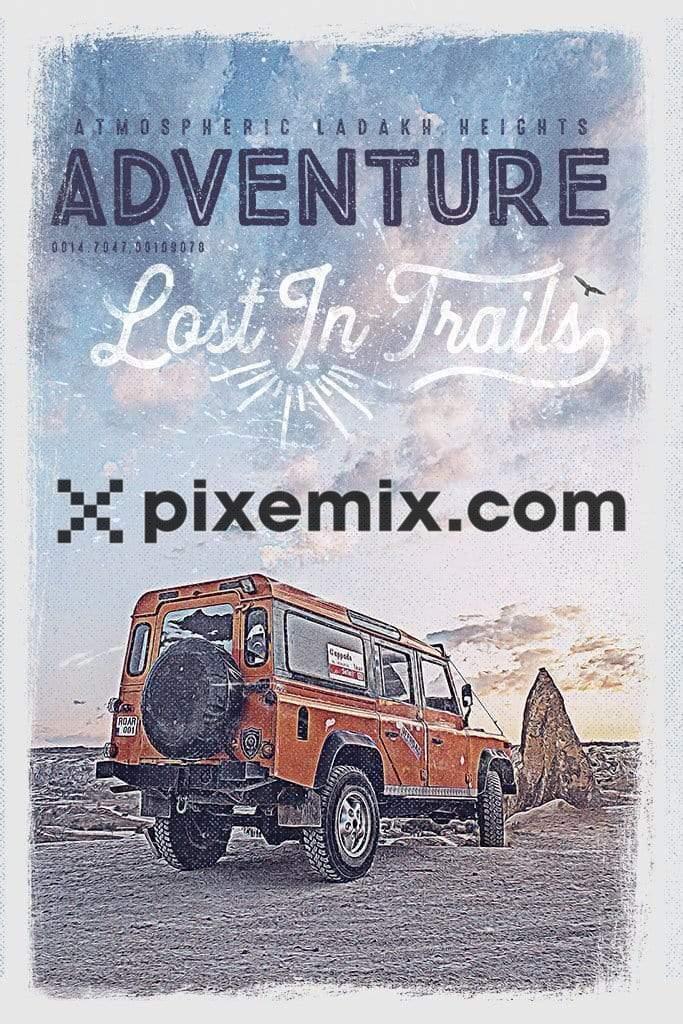 Outdoor adventure SUV product graphic with distress effect