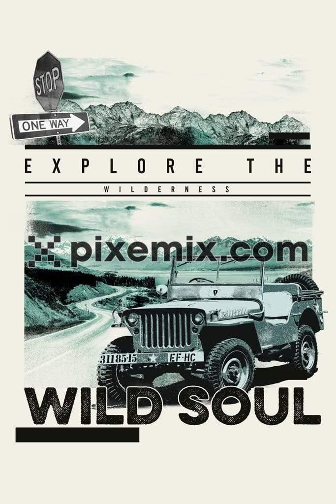 Vintage Jeep outdoor adventure product graphic