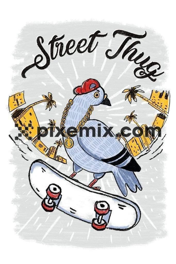 Street thug pigeon skater product graphic
