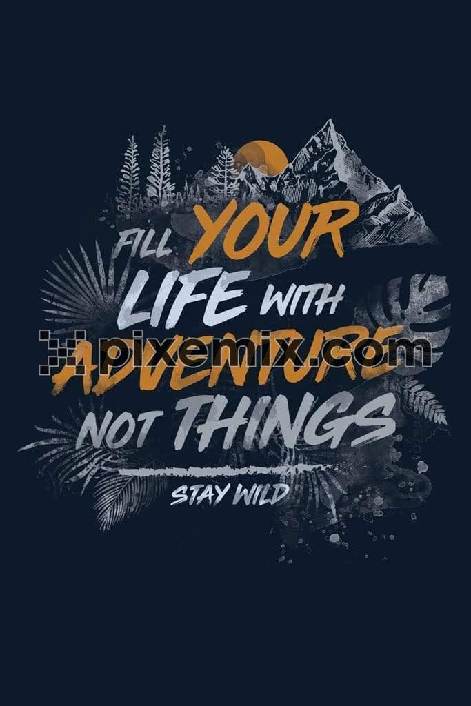 Outdoor adventure typography product graphic with water color distress effect