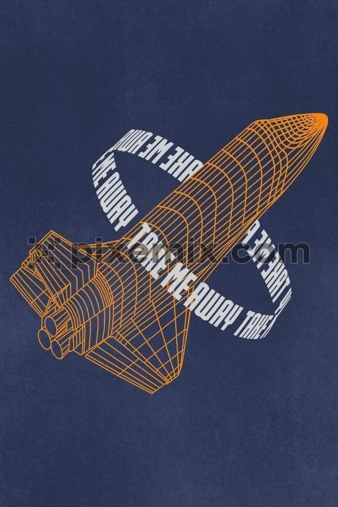 Spacecraft with typography product graphic