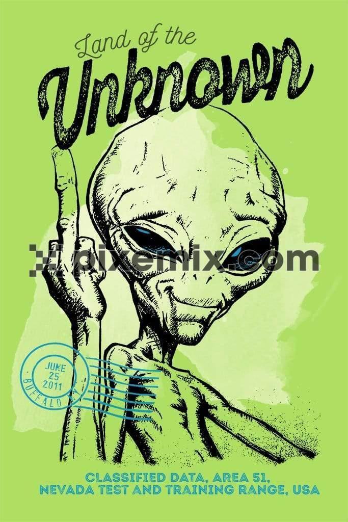 Quirky alien attitude product graphic