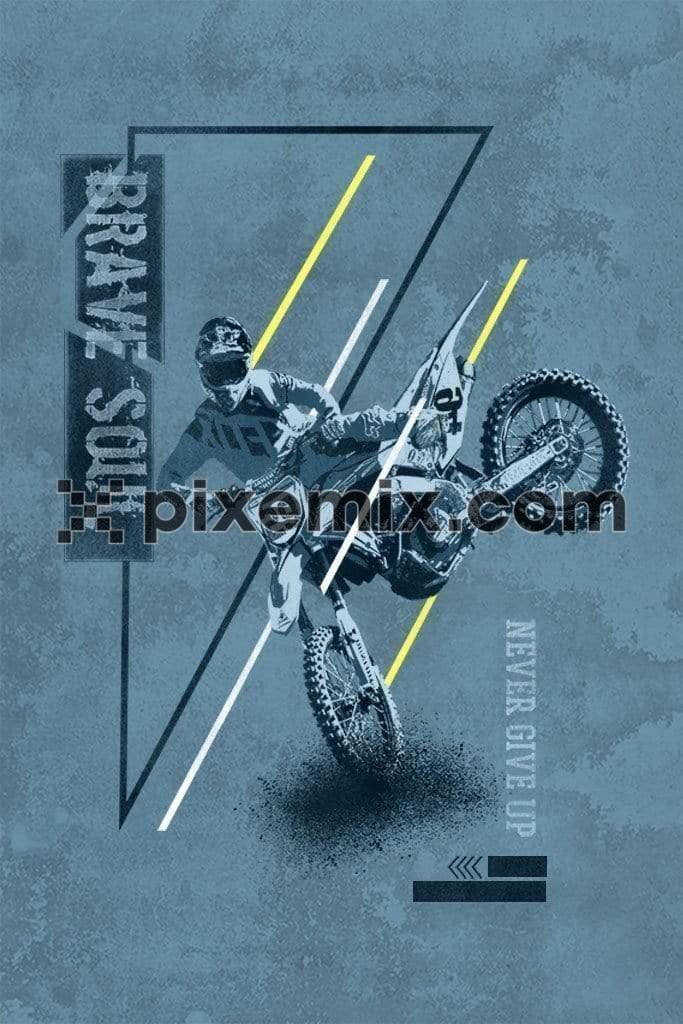 Racer motorbiking product graphic with distress effects