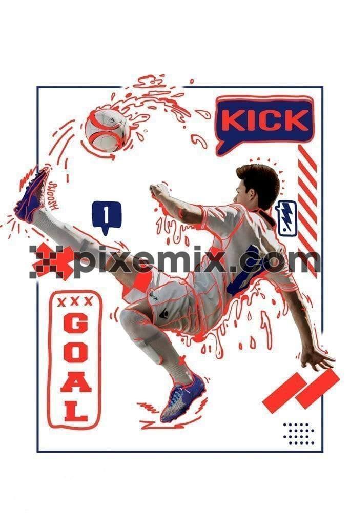Athleisure footballer photo doodle product graphic