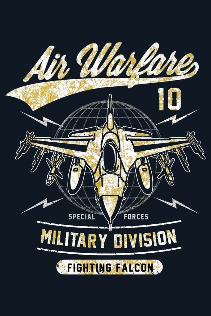 Military fighter jet product graphic with distress effect