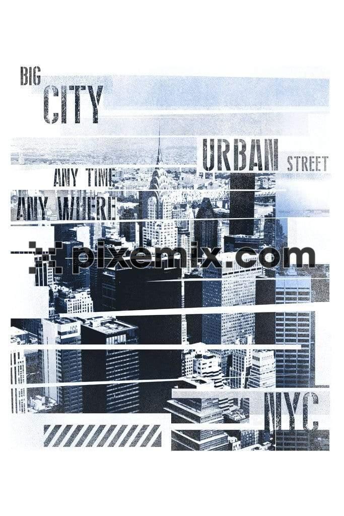 Street city skyscraper product graphic with distress effect