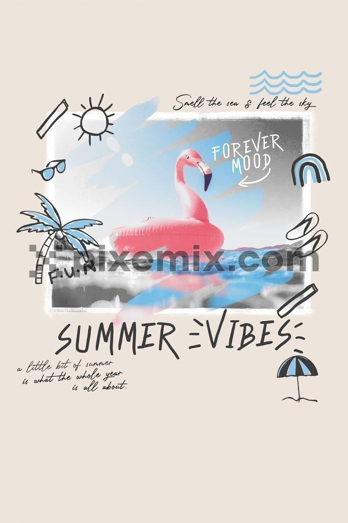 Fun doodle summer vibes product graphic