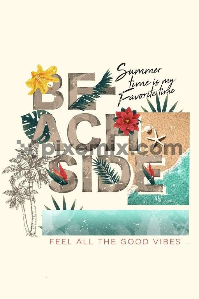 Summer beach holiday typography product graphic