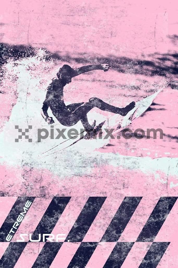 Surfing product graphic with distress effect
