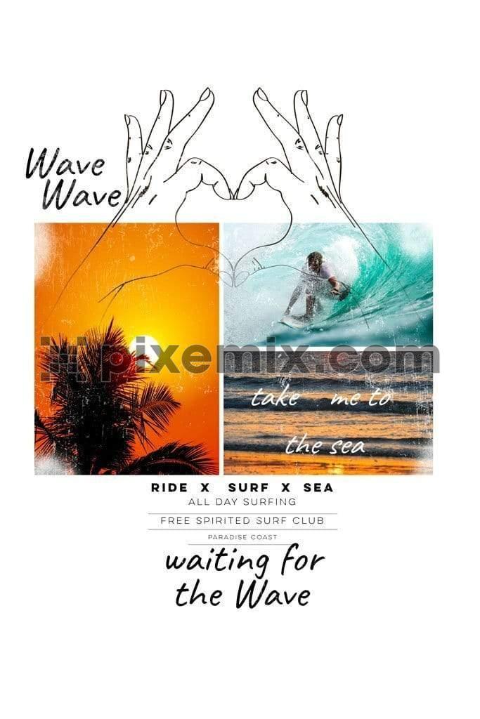 Photo doodled  beach surfing product graphic