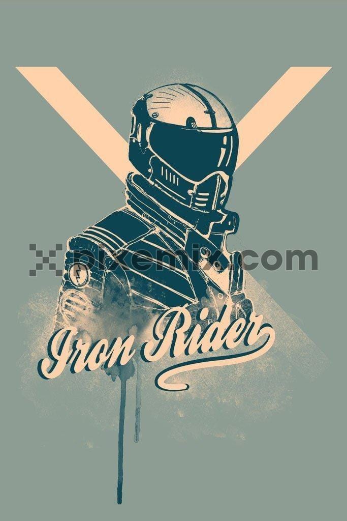 Vintage motor biker product graphic with distress spray effect