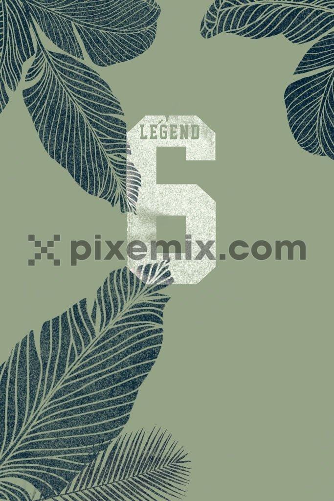 Tropical inspired number typography product graphic with distress effect